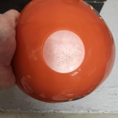 Sale Photo Thumbnail #53: Avocado tumbler, amber relish and fabulous orange and gold ashtray