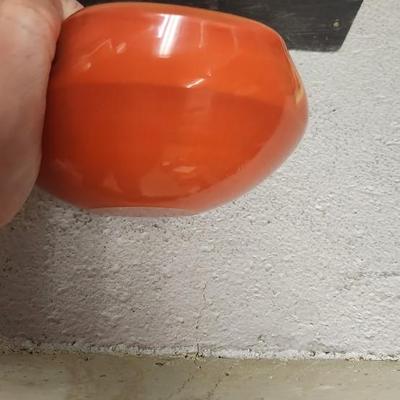 Sale Photo Thumbnail #52: Avocado tumbler, amber relish and fabulous orange and gold ashtray