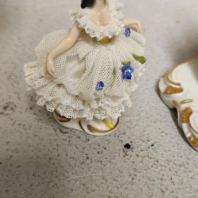 Dreseden and Irish Porcelain figures - pinks