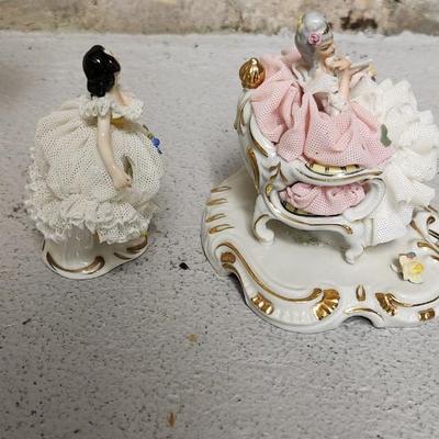 Dreseden and Irish Porcelain figures - pinks