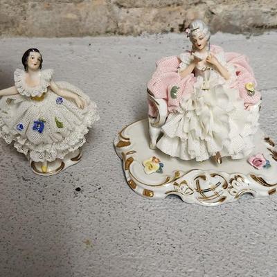 Dreseden and Irish Porcelain figures - pinks