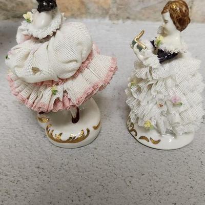 Dreseden and Irish Porcelain figures - pinks