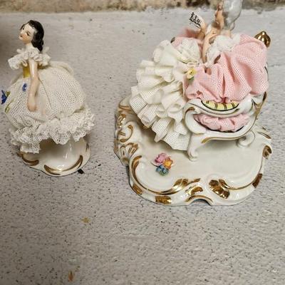 Dreseden and Irish Porcelain figures - pinks