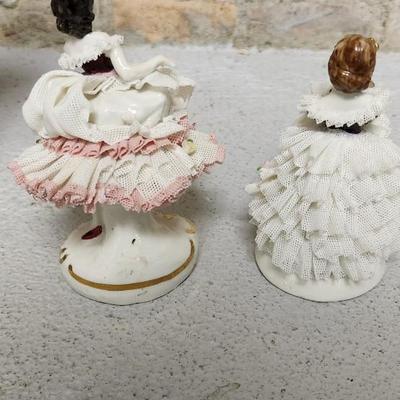 Dreseden and Irish Porcelain figures - pinks