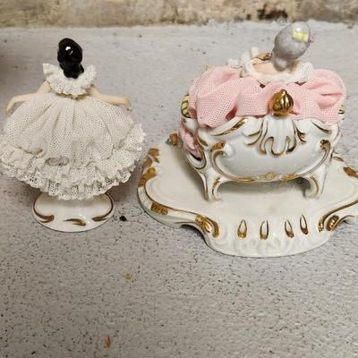 Dreseden and Irish Porcelain figures - pinks