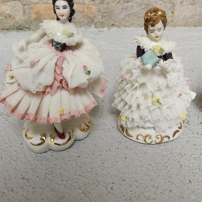 Dreseden and Irish Porcelain figures - pinks