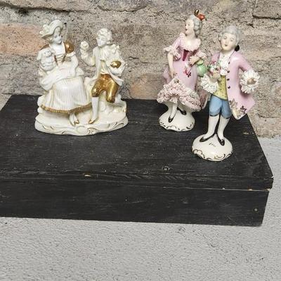 Sale Photo Thumbnail #79: Gorgeous porcelain Dresen figures. The porcelain work is stunning on these pink figures
