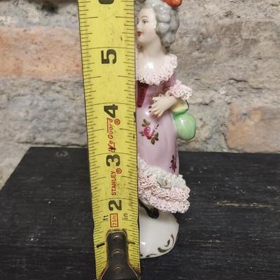 Sale Photo Thumbnail #83: Gorgeous porcelain Dresen figures. The porcelain work is stunning on these pink figures