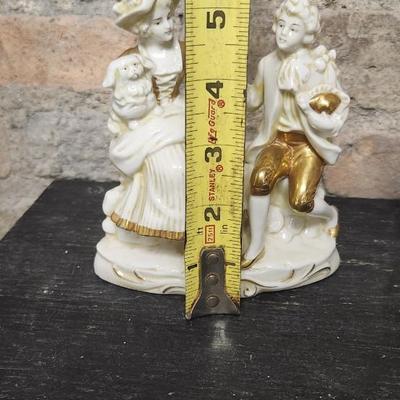 Sale Photo Thumbnail #80: Gorgeous porcelain Dresen figures. The porcelain work is stunning on these pink figures