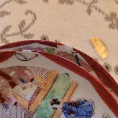 Vintage Japanese Kutani ware tea cups and saucers set