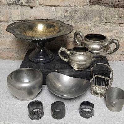 Sale Photo Thumbnail #104: Lot of misc metal pieces...pewter and silverplate