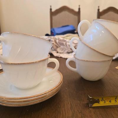 Fire king milk glass cups and saucers
