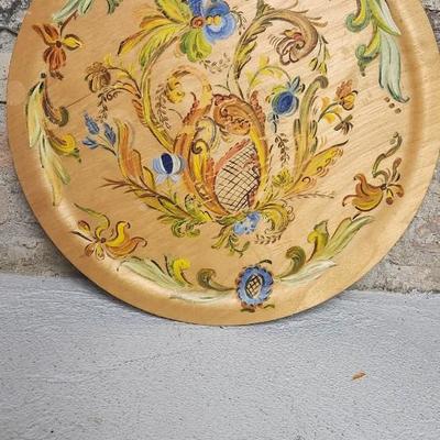 Sale Photo Thumbnail #130: Antique brass lamp, large platter and cute sled decor