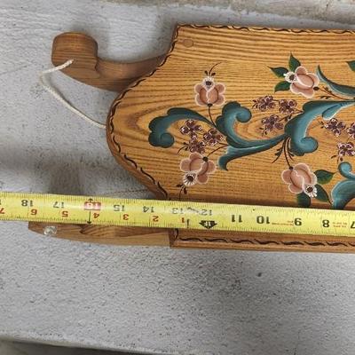 Sale Photo Thumbnail #135: Antique brass lamp, large platter and cute sled decor