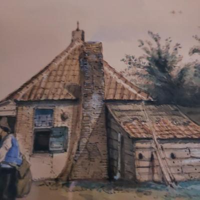 Vintage Print of Farmer and Sheep (O-KD)