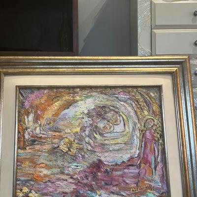 In the Manner of Marc Chagall (1887–1985): Dreamlike Lovers in a Cosmic Vortex, Oil on Canvas