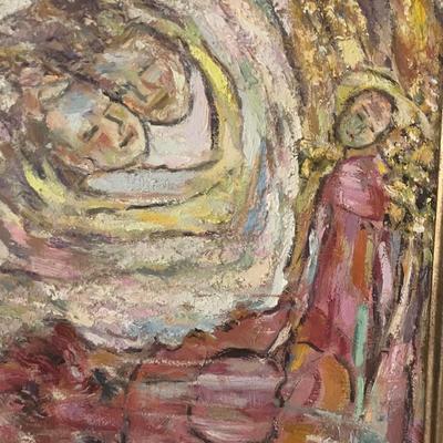 In the Manner of Marc Chagall (1887–1985): Dreamlike Lovers in a Cosmic Vortex, Oil on Canvas