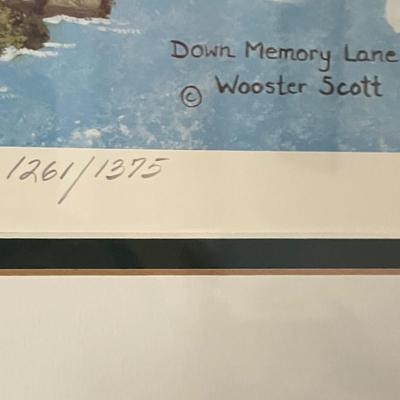 Jane Wooster Scott Signed Lithograph Down Memory Lane, print, signed, limited print 35” x 22”