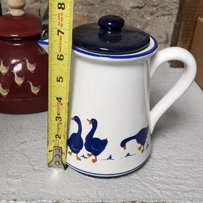 Sale Photo Thumbnail #255: Kitchen Geese and Ducks canisters, teapot and nesting bowls