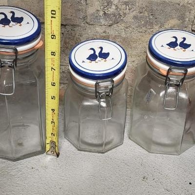 Sale Photo Thumbnail #253: Kitchen Geese and Ducks canisters, teapot and nesting bowls