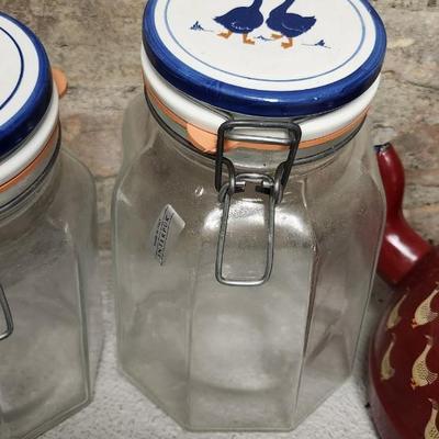 Sale Photo Thumbnail #252: Kitchen Geese and Ducks canisters, teapot and nesting bowls