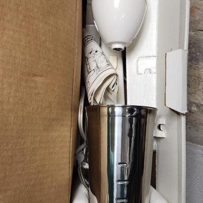 Sale Photo Thumbnail #265: Popiel crepe pan, malt blender, small Mandolin, salt and pepper and mini muffin tin