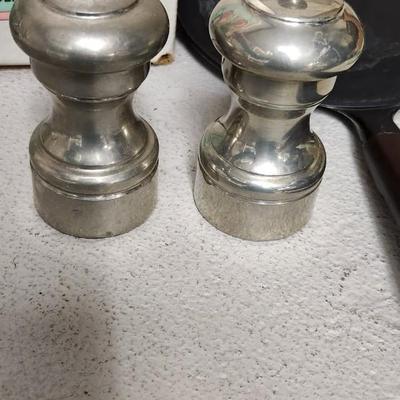 Sale Photo Thumbnail #263: Popiel crepe pan, malt blender, small Mandolin, salt and pepper and mini muffin tin