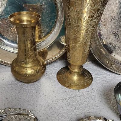 Sale Photo Thumbnail #322: Lot of misc metal stuff. That silverplate pyrex is neat!