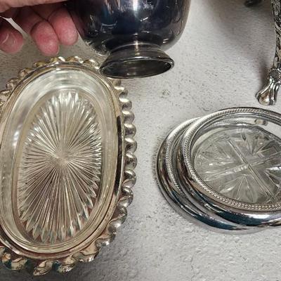 Sale Photo Thumbnail #319: Lot of misc metal stuff. That silverplate pyrex is neat!