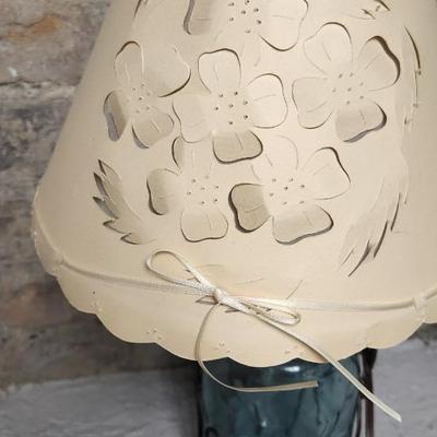 Sale Photo Thumbnail #365: Paper cutting art, lamp shade with old ball jar and a great red tidbit