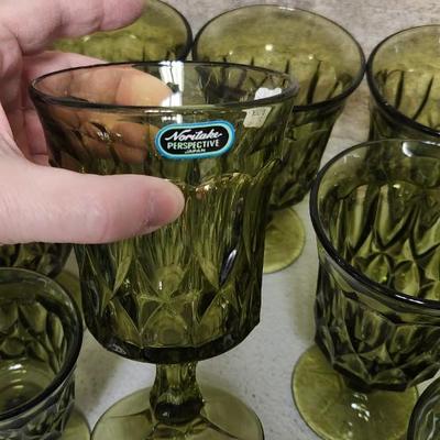 Sale Photo Thumbnail #379: Avocado Noritake Perspective stemware...check out the Norby's tag!!!