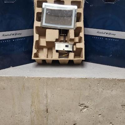 Sale Photo Thumbnail #526: 2 luxury lighted mirrors. Looks like one install was attempted but the other is brand new in the box with instructions etc. hardware appears to be there for both