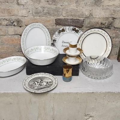 Sale Photo Thumbnail #543: Lot of plates, serving pieces, a pair of beautiful espresso cups