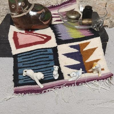 Sale Photo Thumbnail #573: Toluna cat, small woven "rug" a gorgeous blown finger bowl and some littles