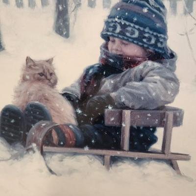 Sale Photo Thumbnail #613: Look at that cat's face!! Lol oak framed print