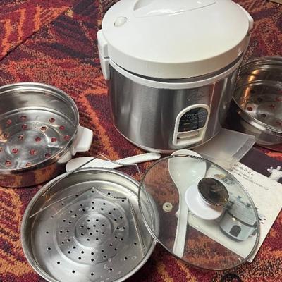 Wolfgang Puck Bistro Collection 7-Cup Stainless Steel Rice Cooker & Multi-Tier Food Steamer