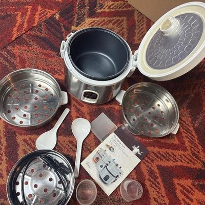 Wolfgang Puck Bistro Collection 7-Cup Stainless Steel Rice Cooker & Multi-Tier Food Steamer