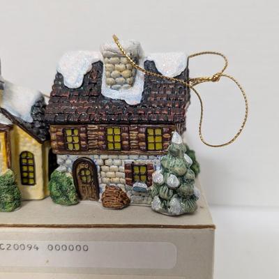 Home for the Holidays Village Ornament Set Church Cottage Snowy Town Christmas Charm