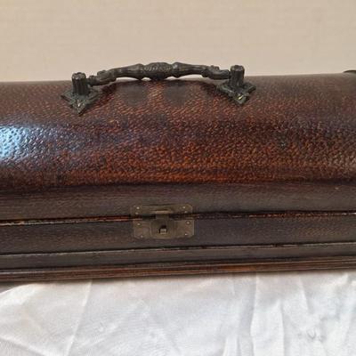 Vintage Domed Wood Storage Chest with Metal Handle Decorative Keepsake Box