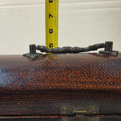 Vintage Domed Wood Storage Chest with Metal Handle Decorative Keepsake Box