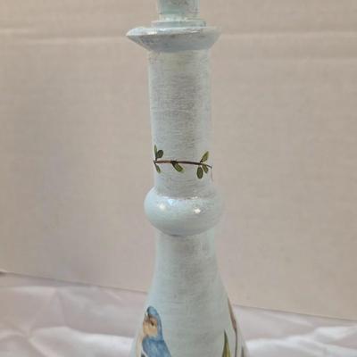 Hand Painted Bird Decorative Bottle with Stopper Vintage Home Decor Accent