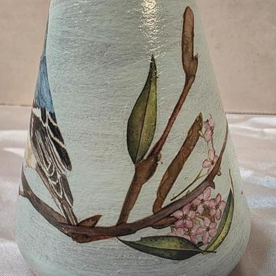 Hand Painted Bird Decorative Bottle with Stopper Vintage Home Decor Accent