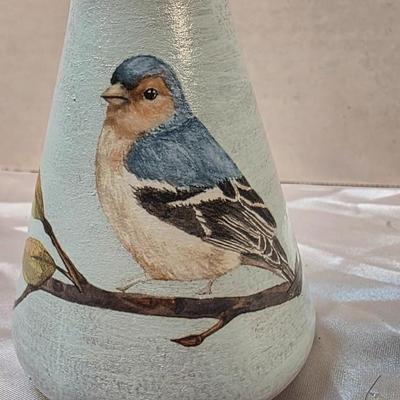 Hand Painted Bird Decorative Bottle with Stopper Vintage Home Decor Accent