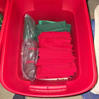 Tub of xmas linens