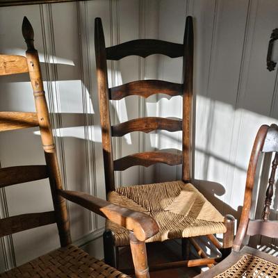 Cane, Rush & Split Oak Seat Wooden Chairs (O-JS)