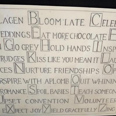 ABC Words to Live By R. Stewart on White Marble (O-JS)