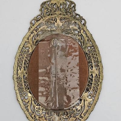 Vintage Ornate Metal Oval Picture Frame Baroque Rococo Filigree Silver Tone Wall