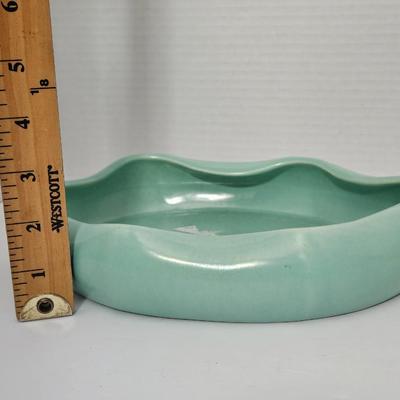Mid-Century Modern Planter Aqua Ombre Wavy Scalloped Rim Console Bowl