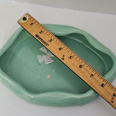 Mid-Century Modern Planter Aqua Ombre Wavy Scalloped Rim Console Bowl