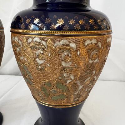Royal Dalton & Slaters Cobalt and Enameled Vases (DR-RG)